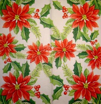 085 Christmas Flowers - 3-ply (cream/Edge grün) - Ihr